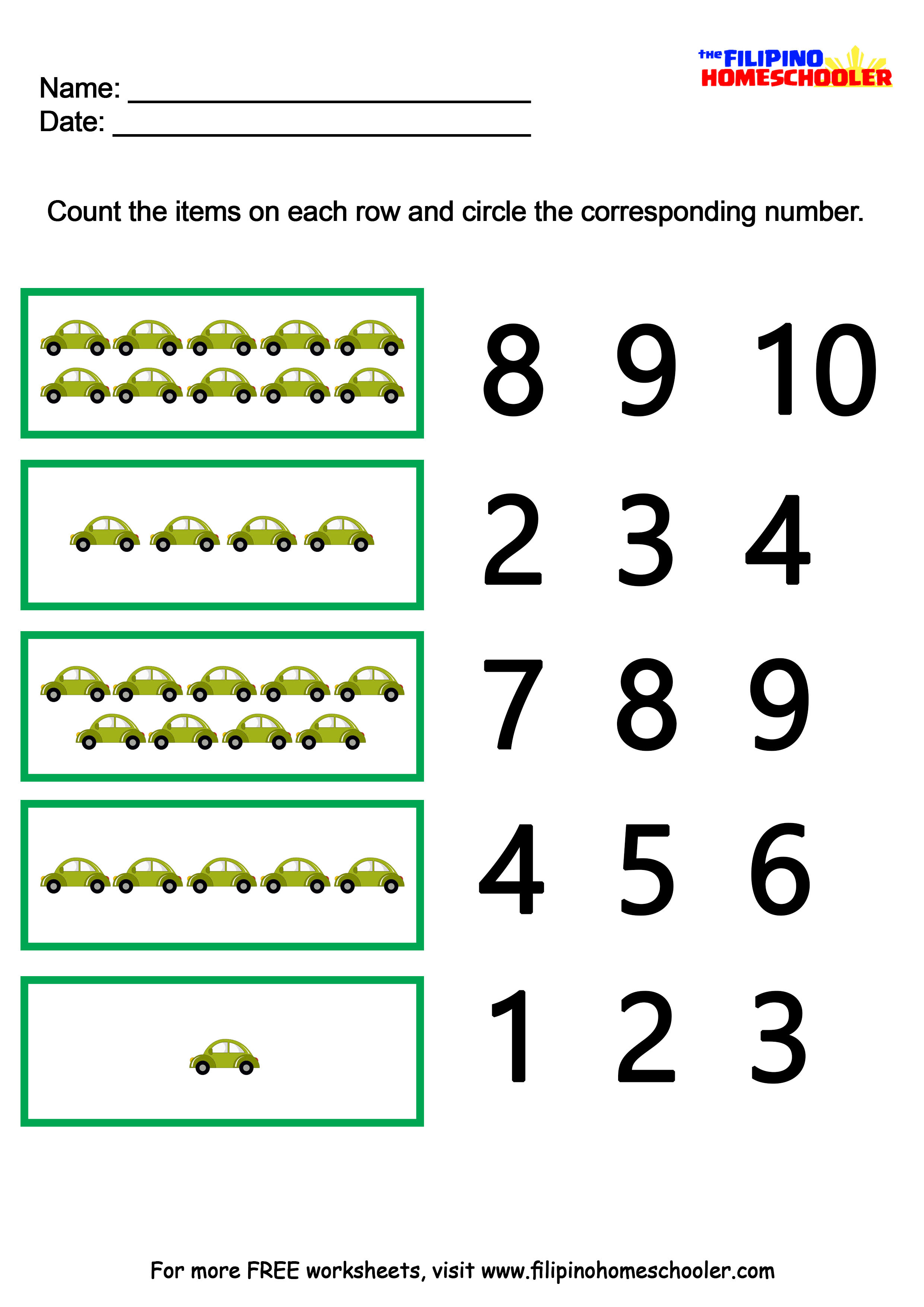 Recognition Number 6 Worksheets For Kindergarten - Preschool & K Worksheets
