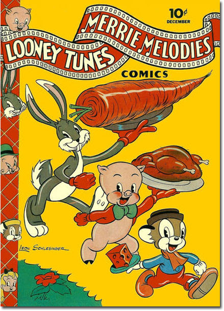 It's the sense of scale on Earth-Acme that puzzles me the most. A pig smaller than a rabbit? A mouse larger than a turkey? IT'S A MADHOUSE...A MADHOUSE! (Looney Tunes and Merrie Moldies Comics #14)