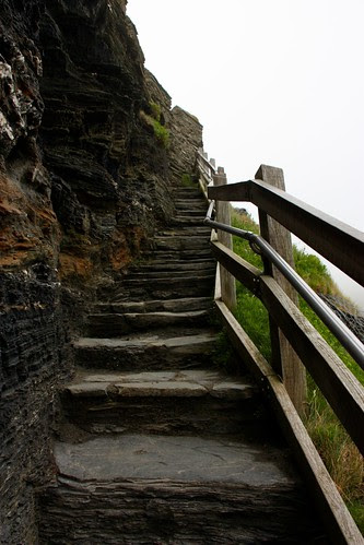 Stone steps to the Island Ruins at Tintagel