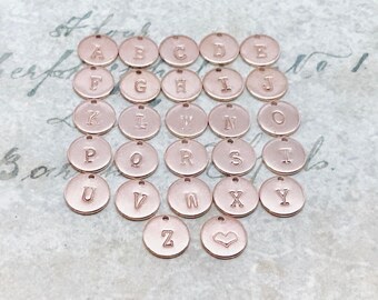 Rose Gold Initial Charm, Capital Letter, Initial Pendant, Upper Case