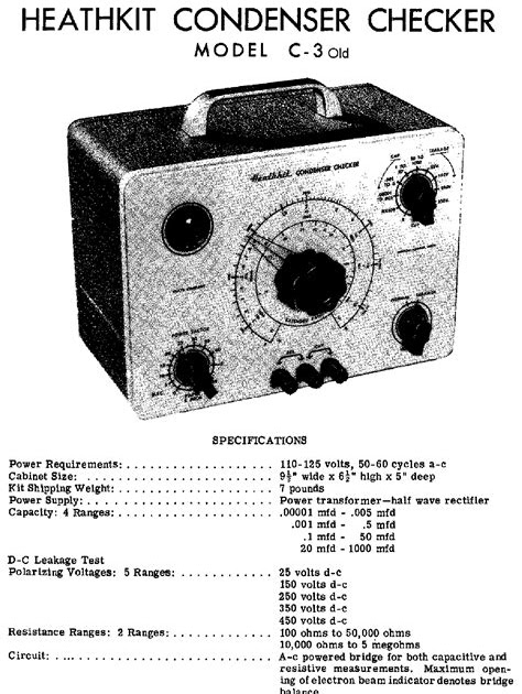 Free Read heathkit c 3 condenser and capacitor checker assembly and