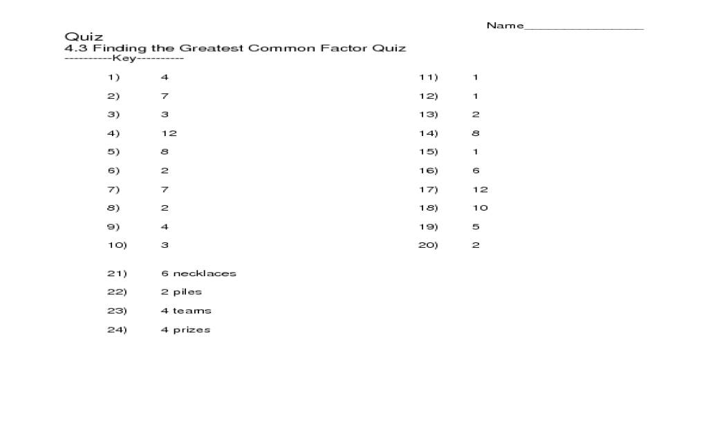 33 Greatest Common Factor Worksheet - Free Worksheet Spreadsheet