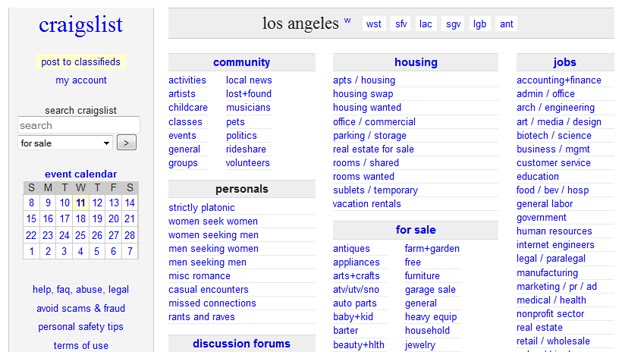 Craigslist los angeles classifieds for jobs apartments