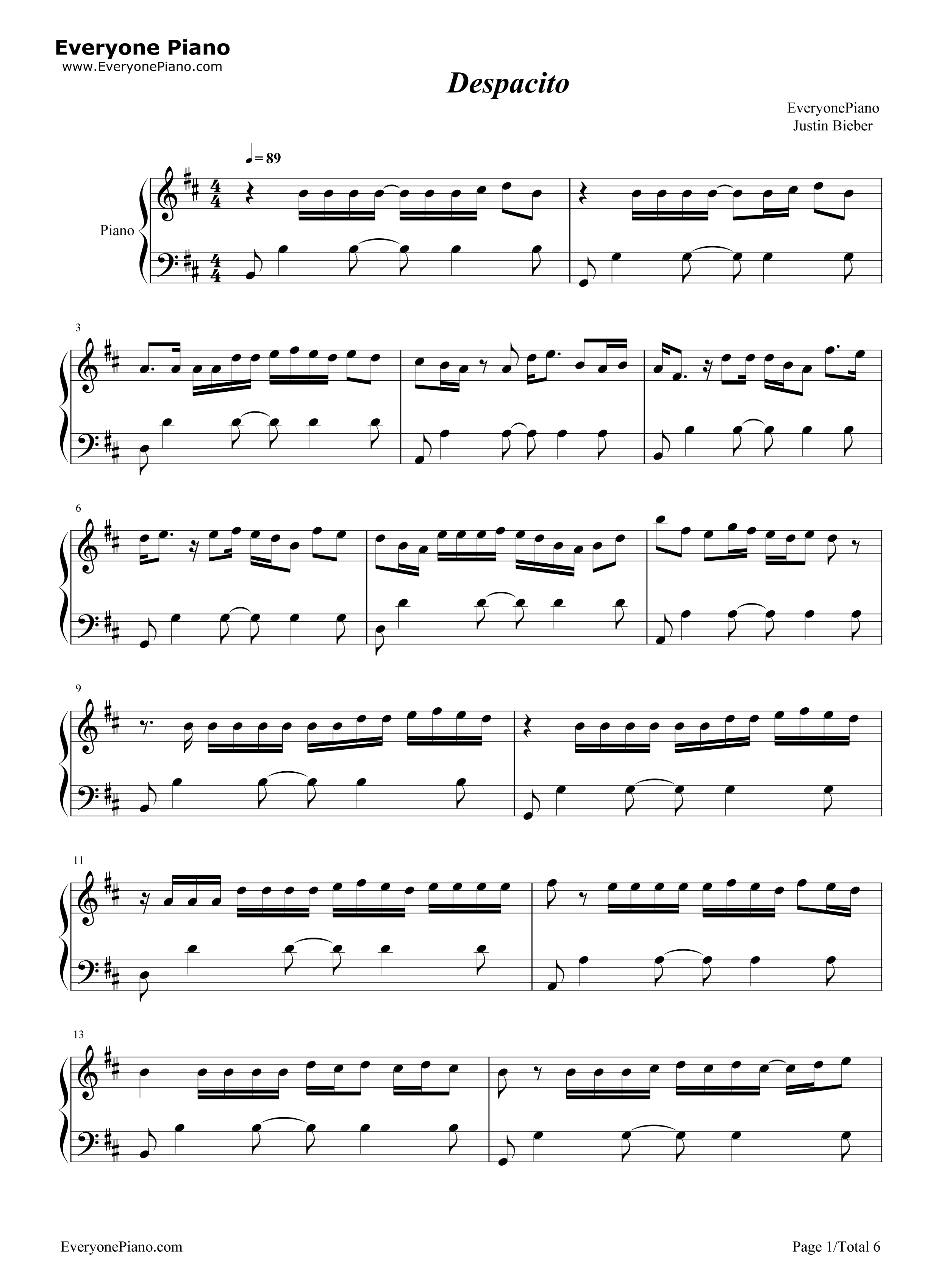 Despacito Violin Sheet Music