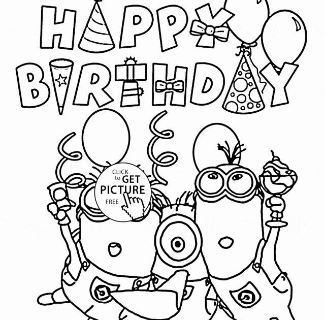 Minion Printable Happy Birthday Coloring Pages - 25 Pretty Photo Of ...
