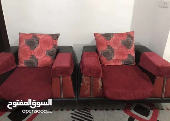 طقم كنب جلد وقماش