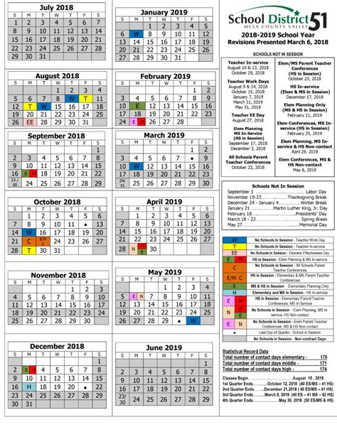 Mesa County School District 51 Calendar - Time Table