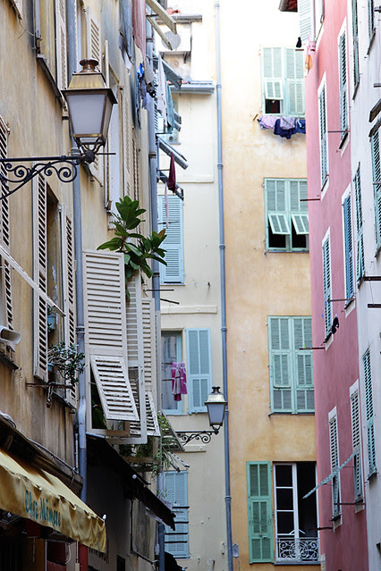 Beautiful buildings in the Old City of Nice, France