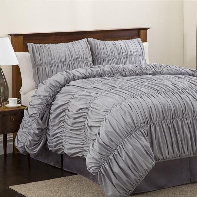 Look For Less Alert Gray Ruched Comforter Brooklyn Limestone