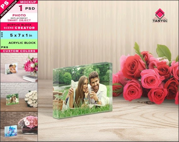 Download Acrylic Photo Block 5x7x1 Photoshop Photo Mockup Horizontal Acrylic Ui Mockups Psd PSD Mockup Templates