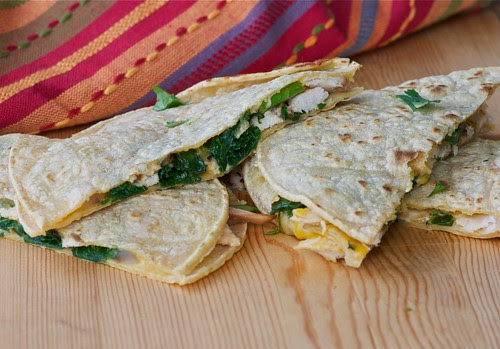cheesy turkey and kale quesadillas