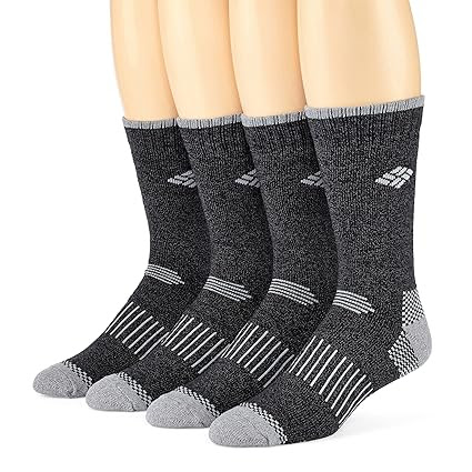 Columbia Men's Moisture Control Crew Socks; 4 Pair Pack (Black) - cloth