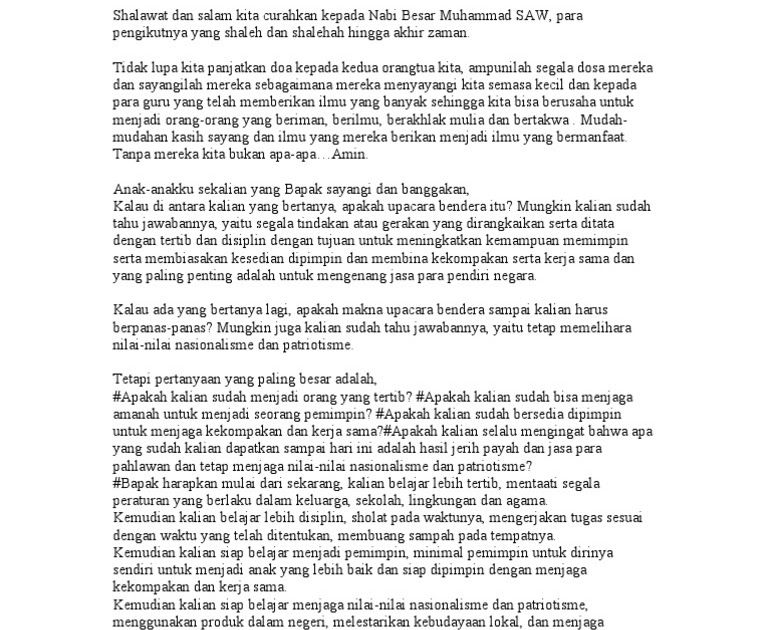 Pidato Pembina Upacara Sd