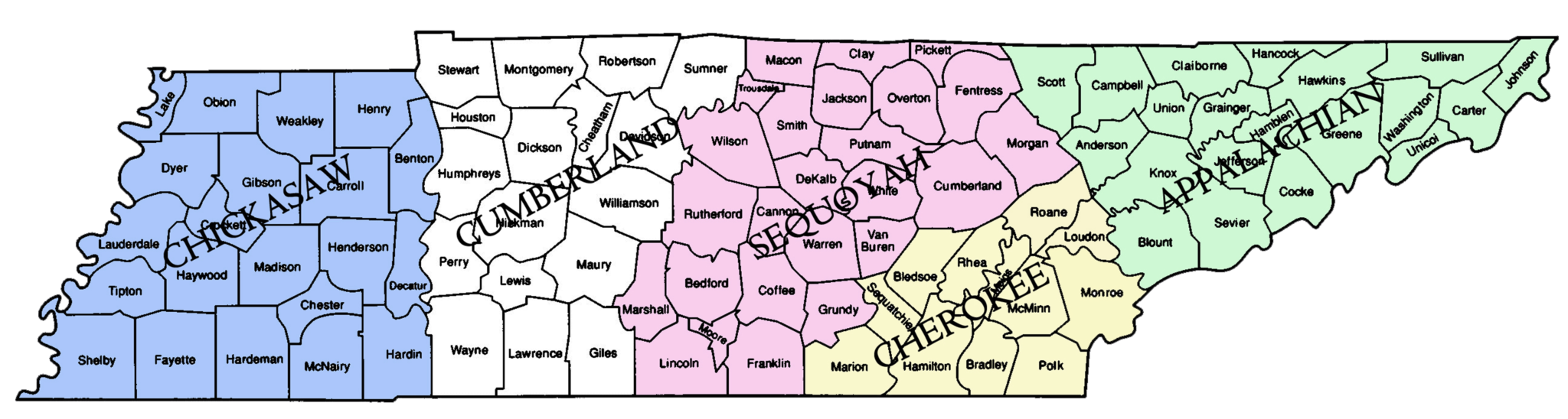 Map Of Tennessee Counties With Names