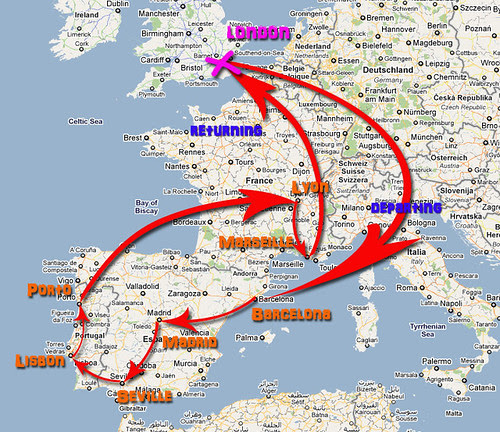 map of europe trip