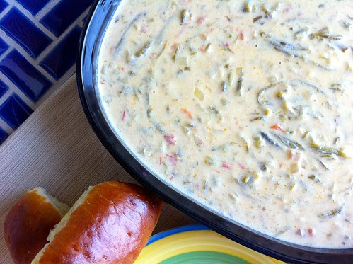 Roasted Green Chiles with Buttermilk and Cheese Closeup