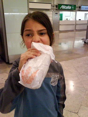 Eating at the check-in Queue