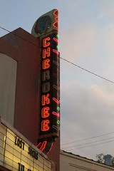 cherokee theatre neon, close at evening