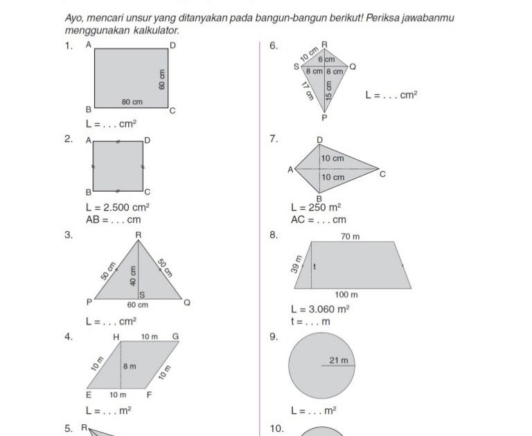 Contoh Soal Bangun Datar Gabungan Dan Jawabannya