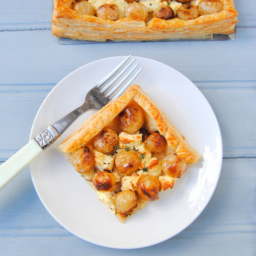 Easy Caramelised Onion and Feta Tart - using pickled onions