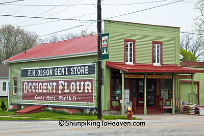 F. H. Olson Generral Store with Occident Flour Sign, Knox County, Illinois