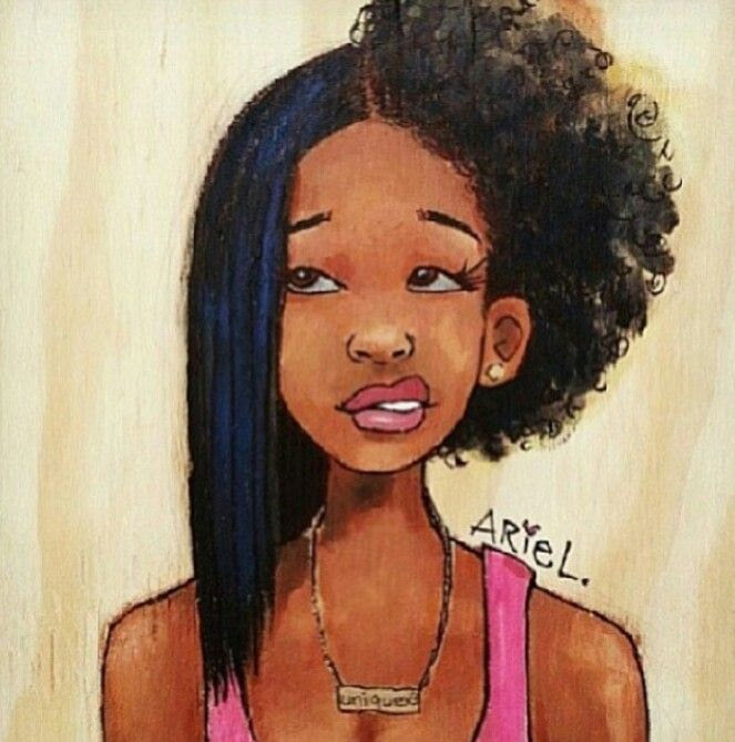 Natural Hair Girl Drawing