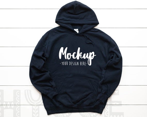 Download Free Gildan 18500 Navy Basic Mockup Unisex Hoodie Mockup ...