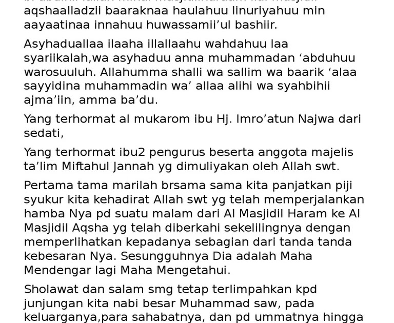 Contoh Teks Pembawa Acara Isra Mi'raj Di Masjid Terbaik