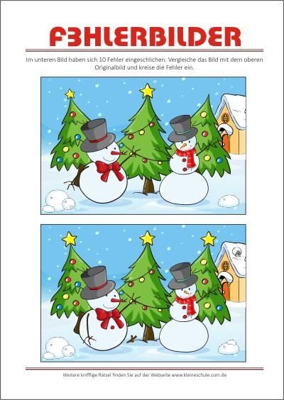 Fehlersuchbilder Für Kinder Weihnachten - Fehlerbilder Kleine Schule