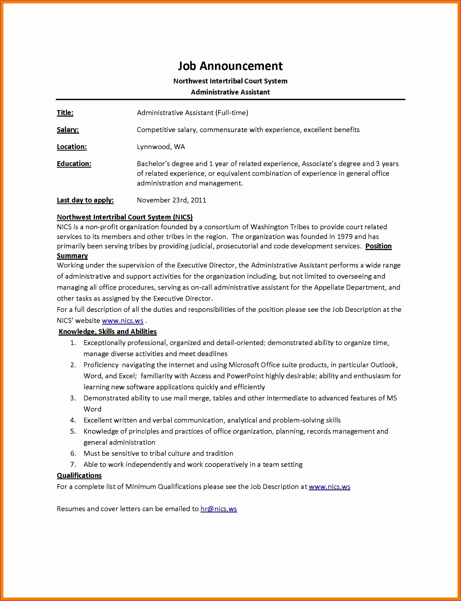 Office Administrator Job Description Template / Office Administrator Job Description Works