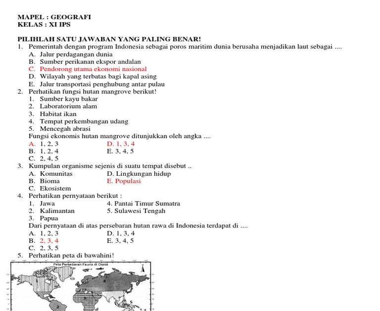 Kumpulan Soal Dan Jawaban Geografi Kelas Xi Ketahanan
