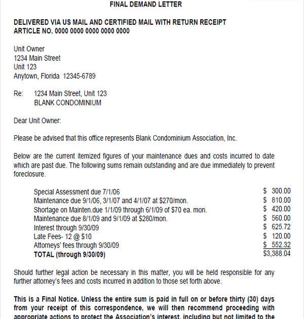 Attorney Demand Letter Sample Collections | HQ Printable Documents
