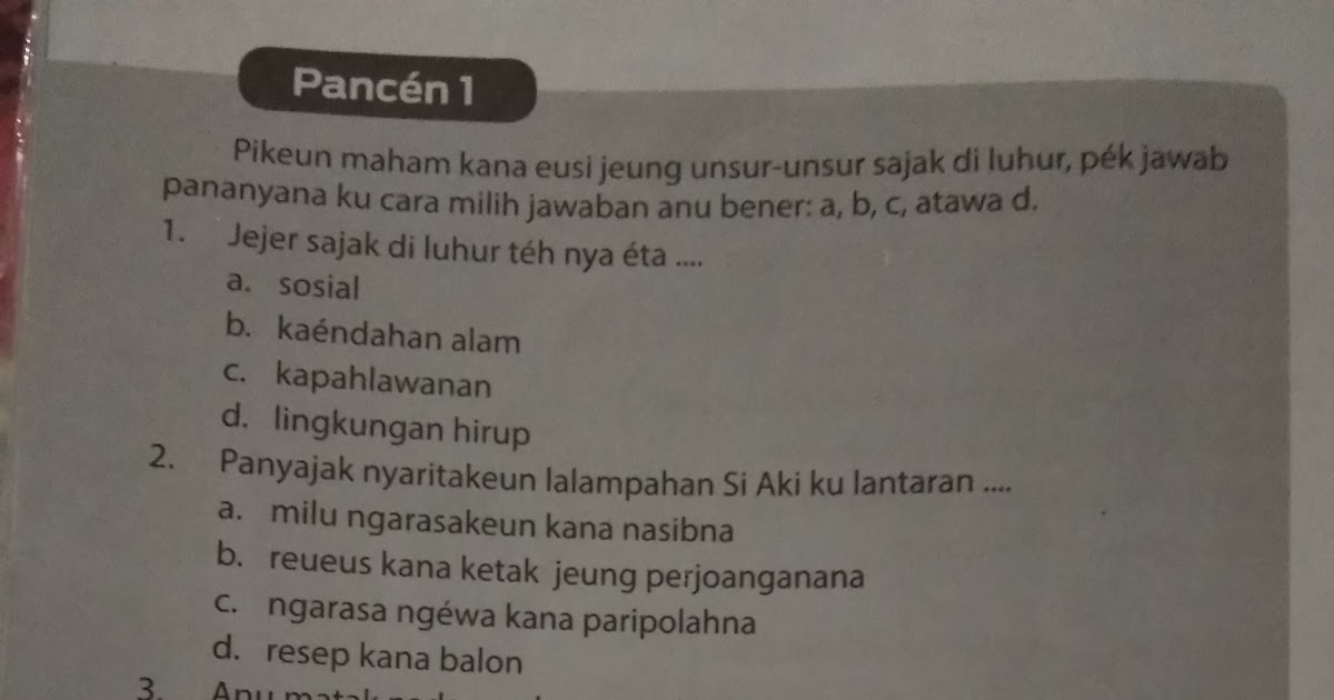 Jawaban Pancen 5 Bahasa Sunda Kelas 7 Paling Pintar