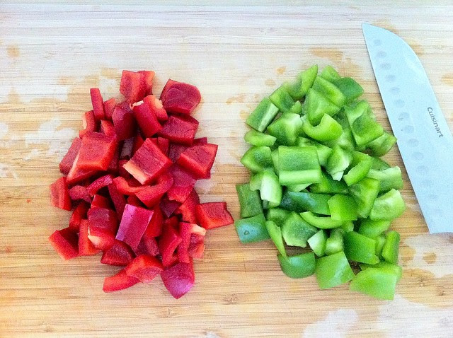 Diced Red and Green Bell Peppers