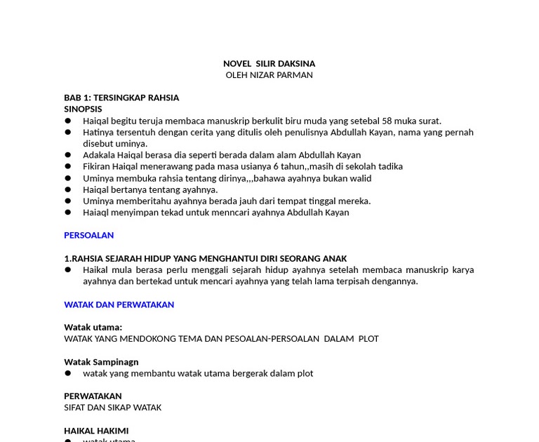 Contoh Soalan Novel Silir Daksina  Klewer b