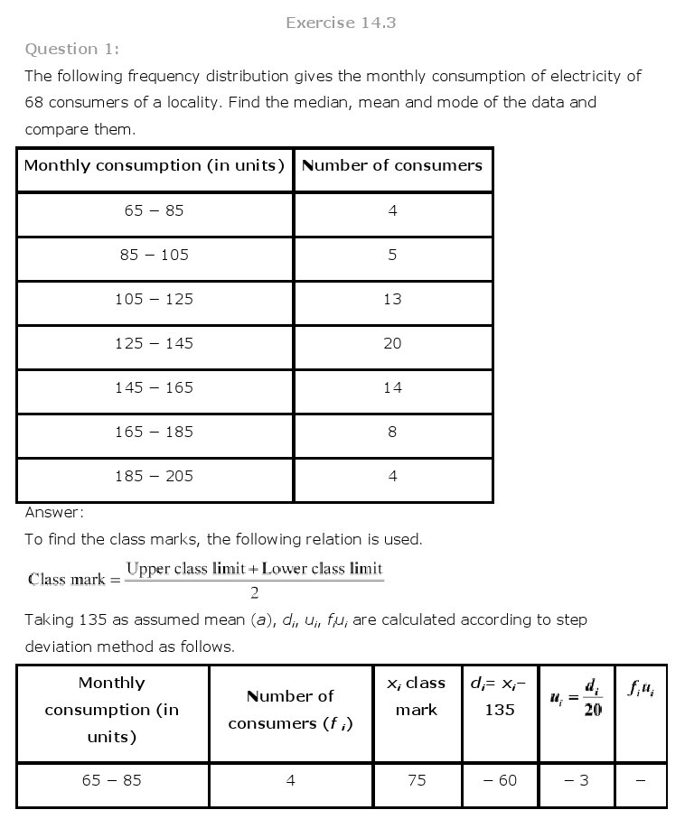 NCERT Solutions for Class 10th Maths Chapter 14 - Statistics
