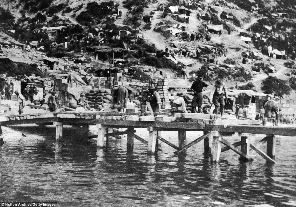 Building: The landing pier constructed by the Allies at Gallipoli in 1915. The background to the Gallipoli landings was one of deadlock on the Western Front