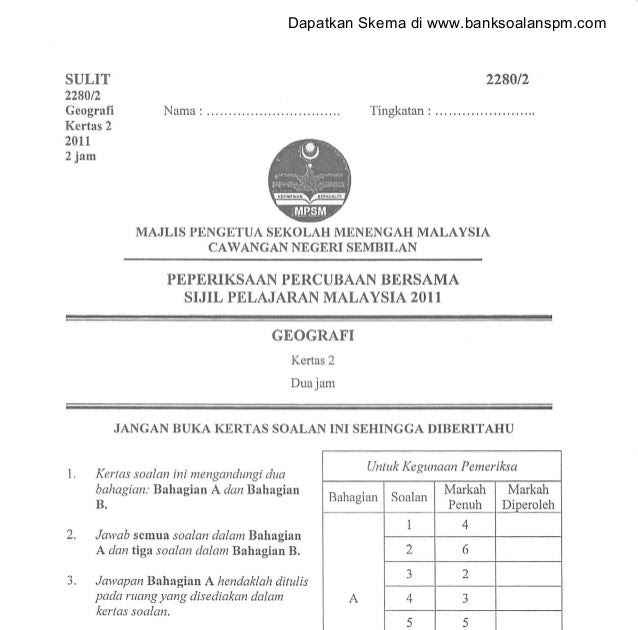 Contoh Soalan Peperiksaan Akhir Tahun Geografi Tingkatan 2  Wunibaratb