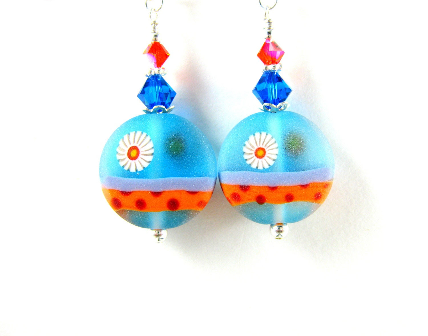 Blue Orange Earrings, Beadwork Earrings, Aqua Blue Orange Lampwork Earrings, Colorful Earrings, Turquoise Glass Earrings - Sunrise - GlassRiverJewelry Blue Orange Earrings, Beadwork Earrings, Aqua Blue Orange Lampwork Earrings, Colorful Earrings, Turquoise Glass Earrings - Sunrise - GlassRiverJewelry