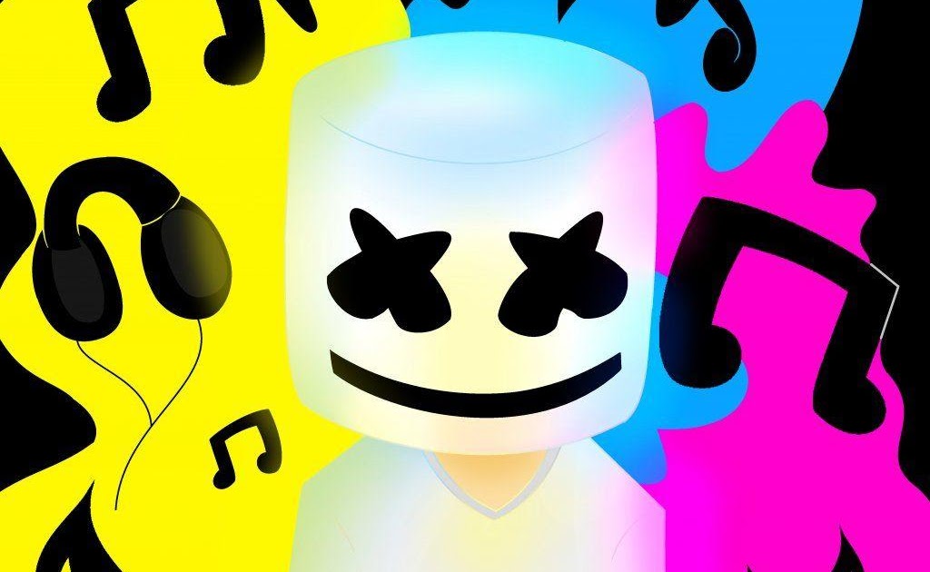 Marshmello Logo Black Background / Video game, fortnite, marshmello