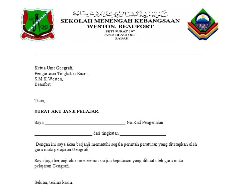 Contoh Surat Aku Janji Tidak Mengulangi Kesalahan