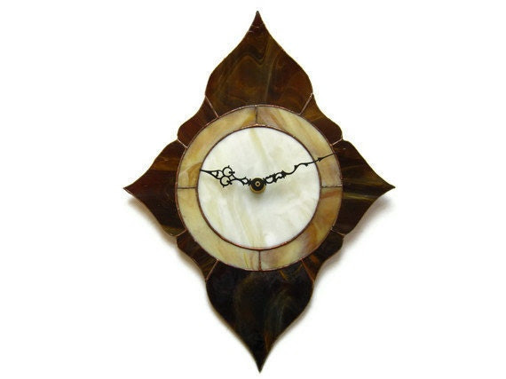 Stained glass clock diamond shape handcrafted - Nostalgianmore Stained glass clock diamond shape handcrafted - Nostalgianmore