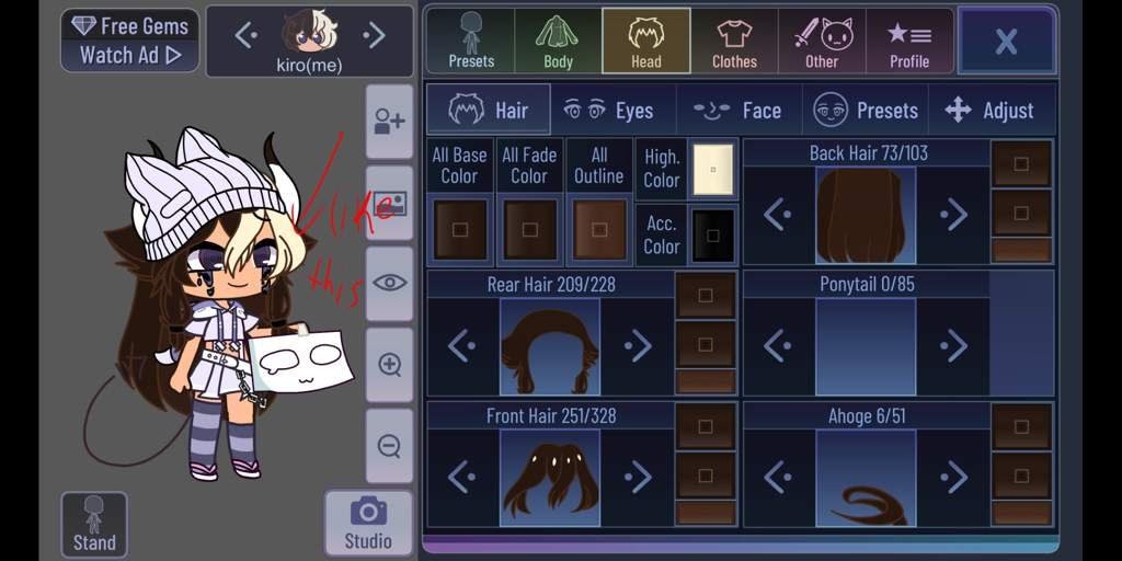 Gacha Life Body Base With Eyes And Hair - Hueso Wallpaper
