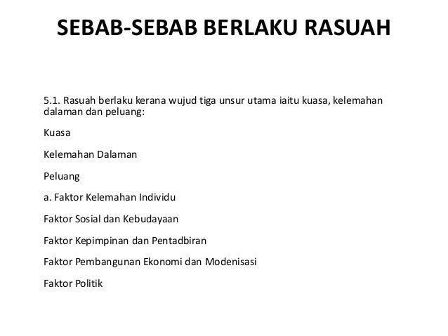 Punca Rasuah Berlaku