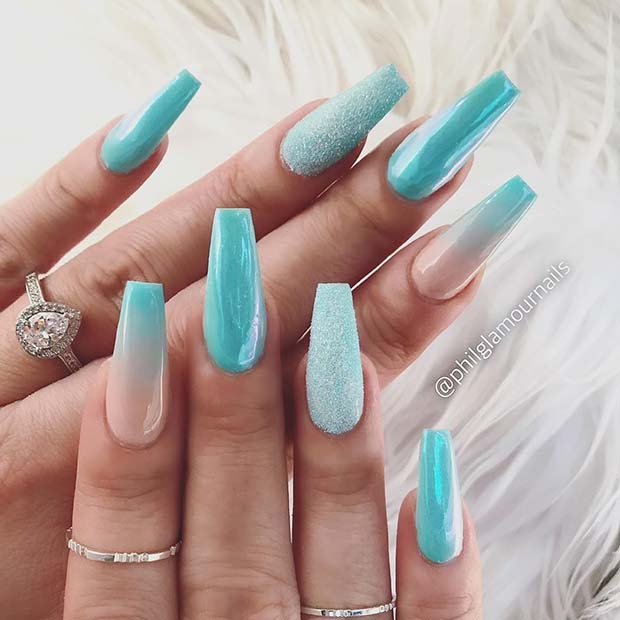 Baby Blue Nails With Butterfly Beauty Nails Beauty Touch