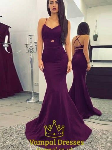 Purple Spaghetti Strap Mermaid Floor Length Prom Dress Purple Spaghetti Strap Mermaid Floor Length Prom Dress