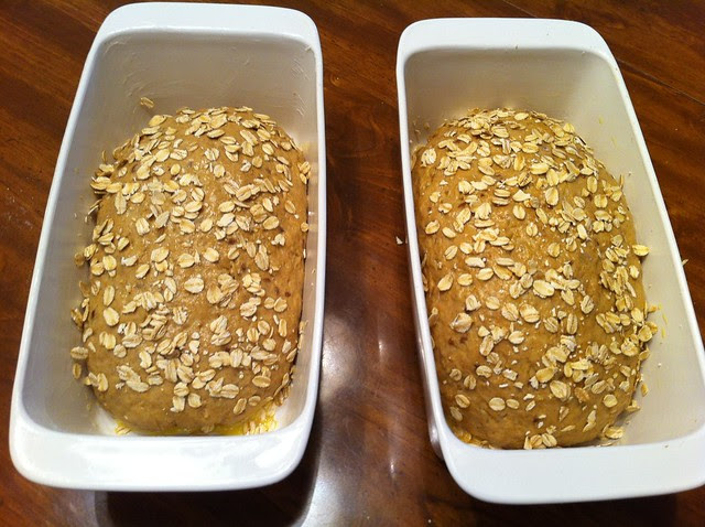 Bread Loaves Sprinkled with Rolled Oats
