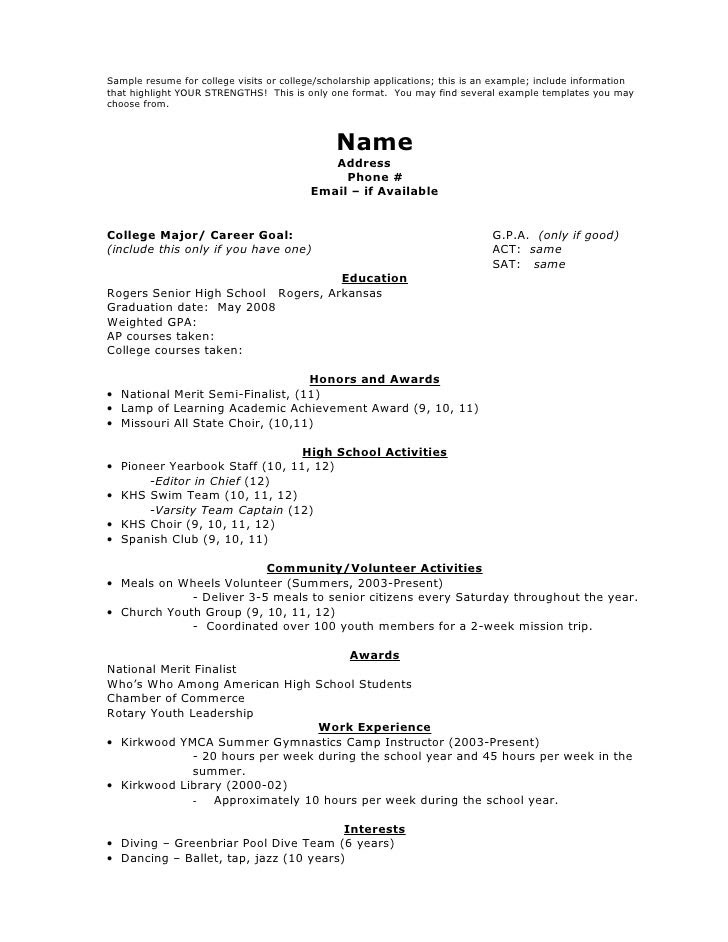 Resume Format: Resume Builder For Scholarships