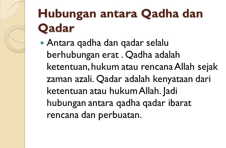 Qada Dan Qadar Maksud / Pengertian Dan Manfaat Beriman Kepada Qada