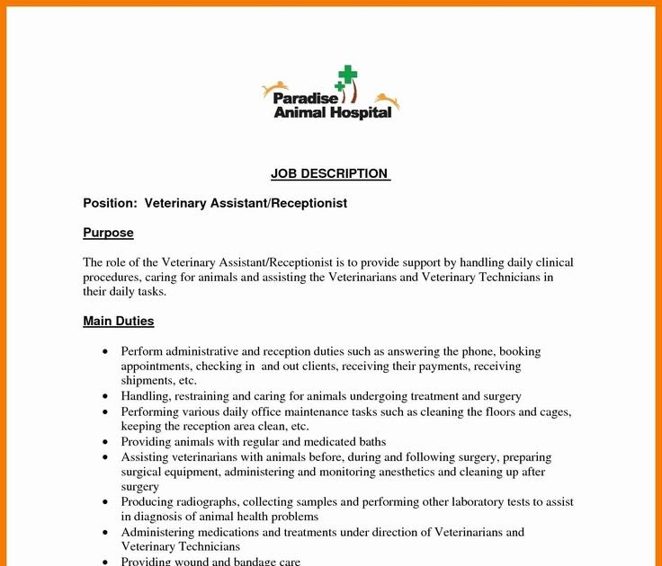 Veterinarian assistant job description canada